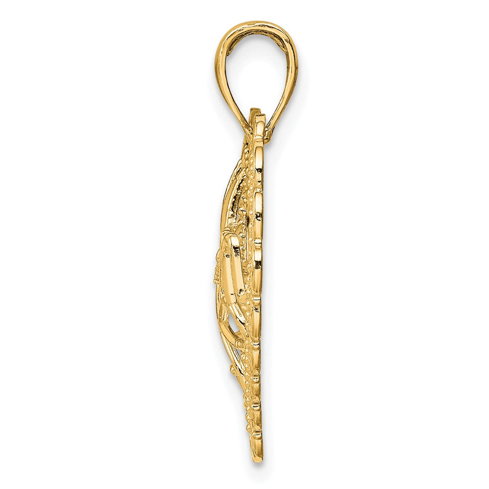 FJC Finejewelers 14 kt Yellow Gold Polished MOM Scallop Heart Charm 25 x 22 mm