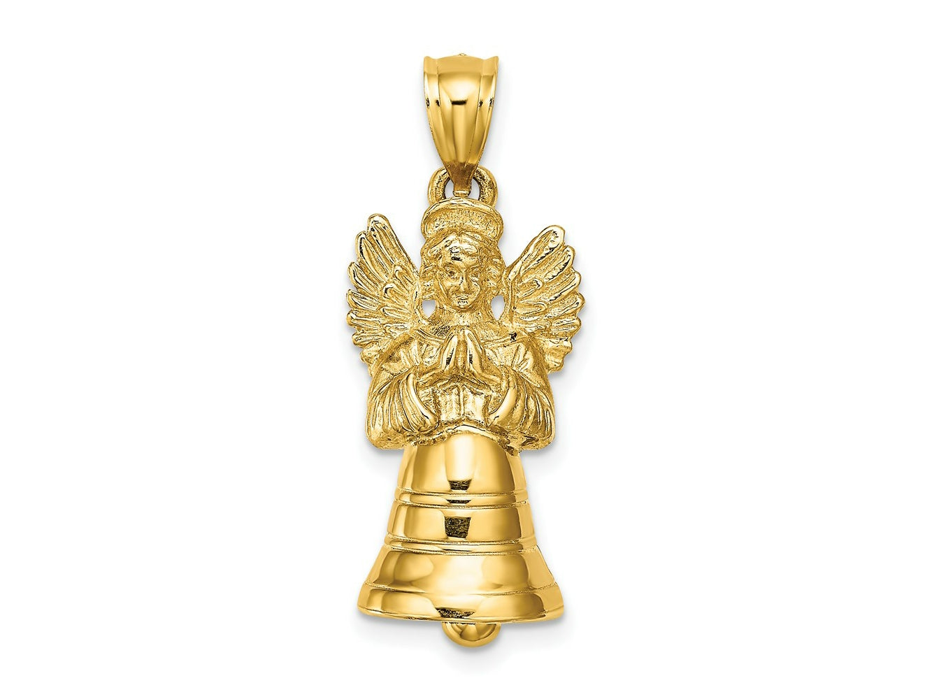 FJC Finejewelers 14 kt Yellow Gold 3-D with Moveable Angel Charm 28 x 11 mm