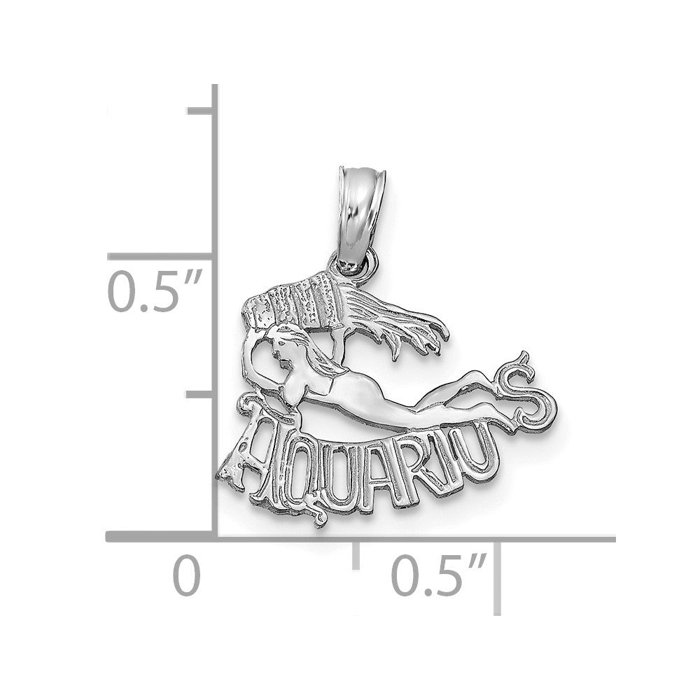 FJC Finejewelers 14 kt White Gold WG AQUARIUS Zodiac Charm 17 x 16 mm