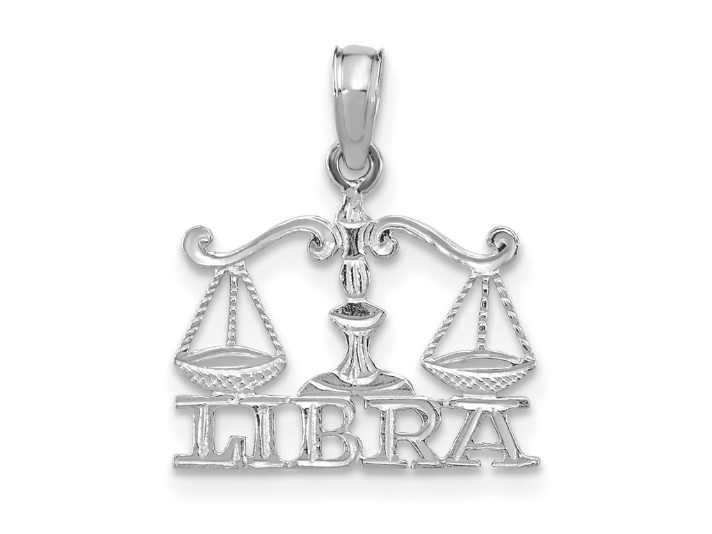 FJC Finejewelers 14 kt White Gold WG LIBRA Zodiac Charm 18 x 15 mm