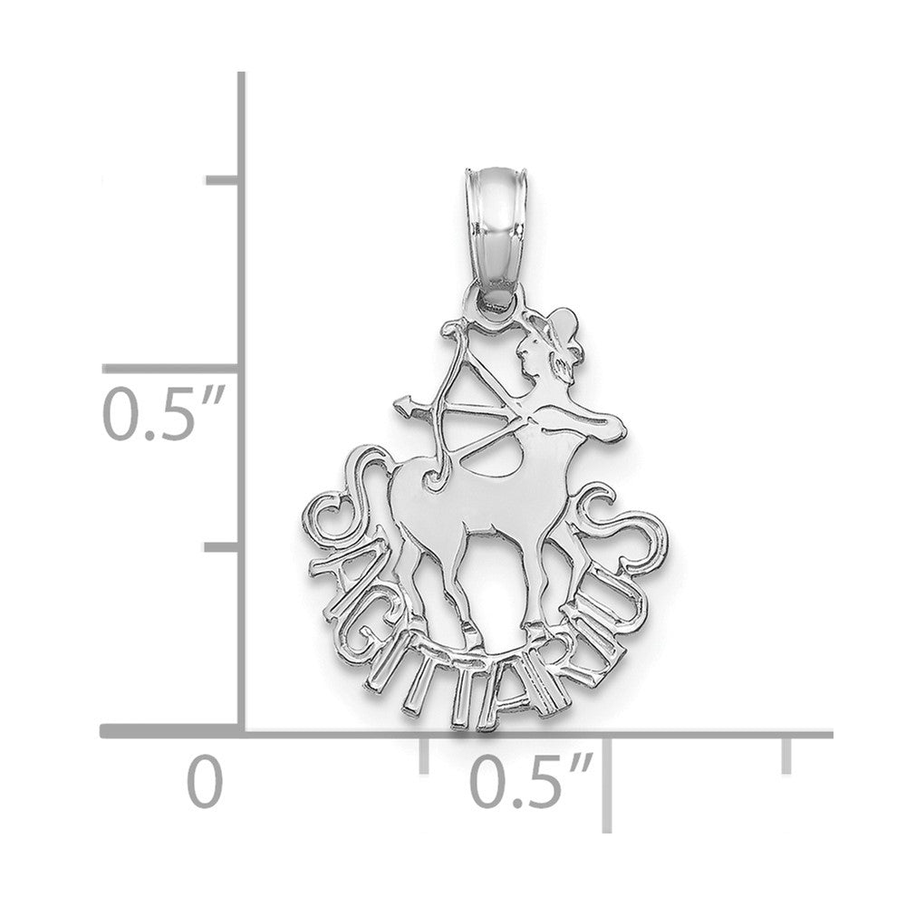 FJC Finejewelers 14 kt White Gold WG SAGITTARIUS Zodiac Charm 20 x 13 mm