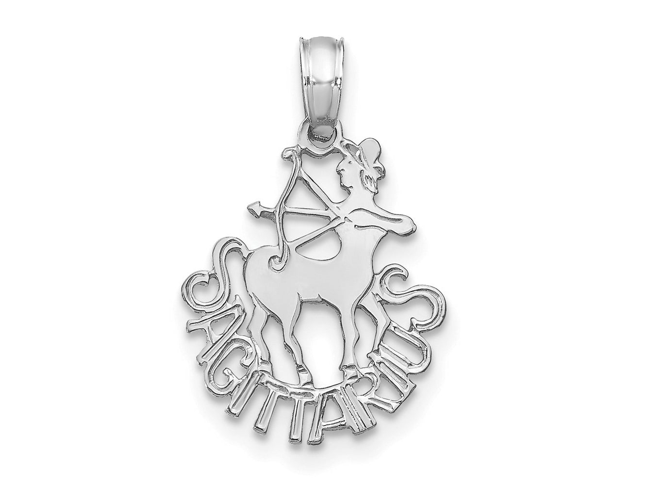 FJC Finejewelers 14 kt White Gold WG SAGITTARIUS Zodiac Charm 20 x 13 mm