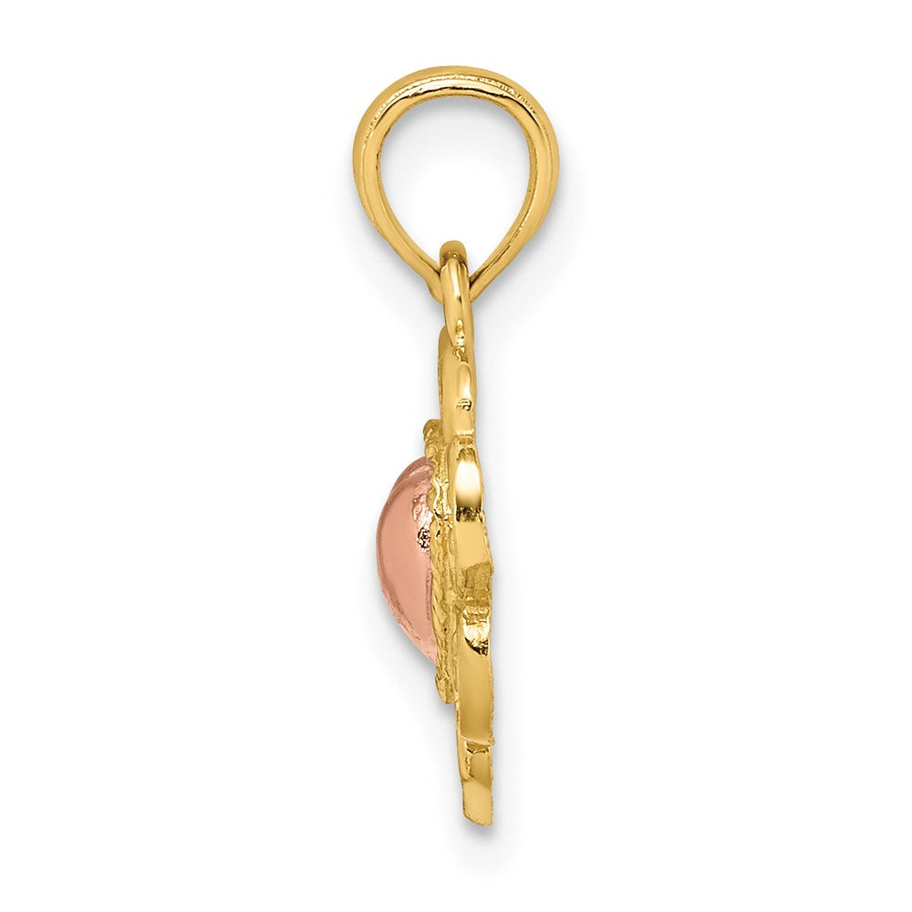 FJC Finejewelers 14 kt Two Tone Gold Yellow and Rose Polished and Textured Heart Charm 19 x 11 mm