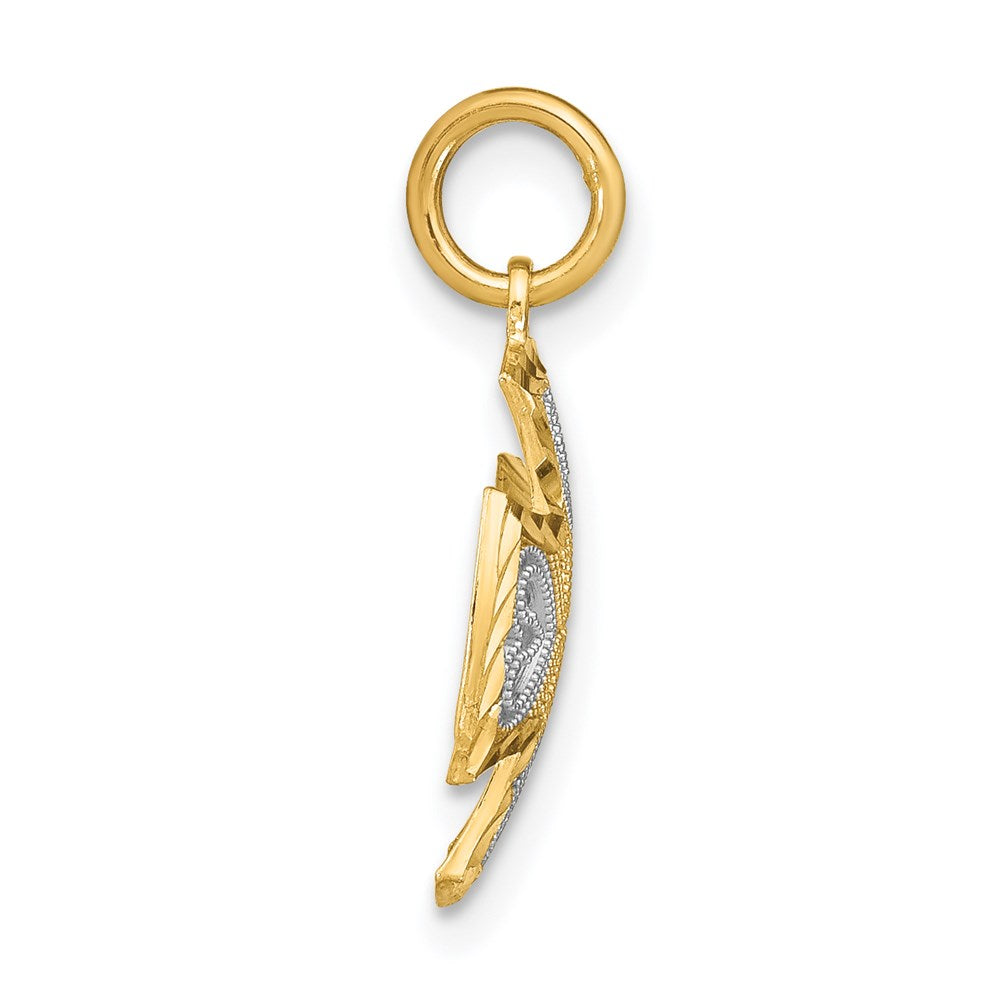 FJC Finejewelers 14 kt Yellow Gold with Rhodium Hearts and Bright Cut Maltese Cross Charm 17 x 15 mm