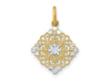 FJC Finejewelers 14 kt Yellow Gold Fancy with Rhodium and Bright Cut Filigree Medallion Charm