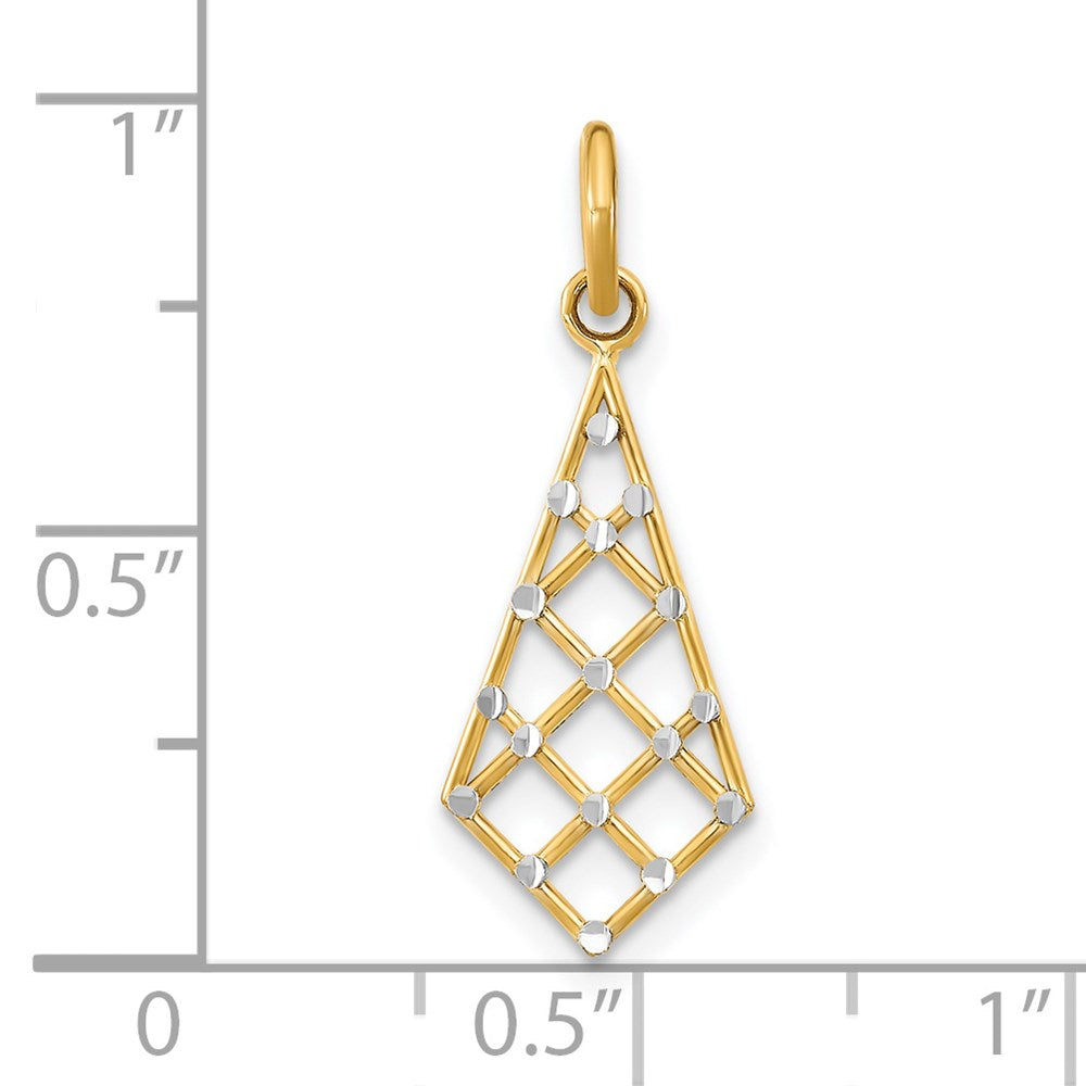 FJC Finejewelers 14 kt Yellow Gold Fancy with Rhodium Bright Cut Small Criss-Cross Charm