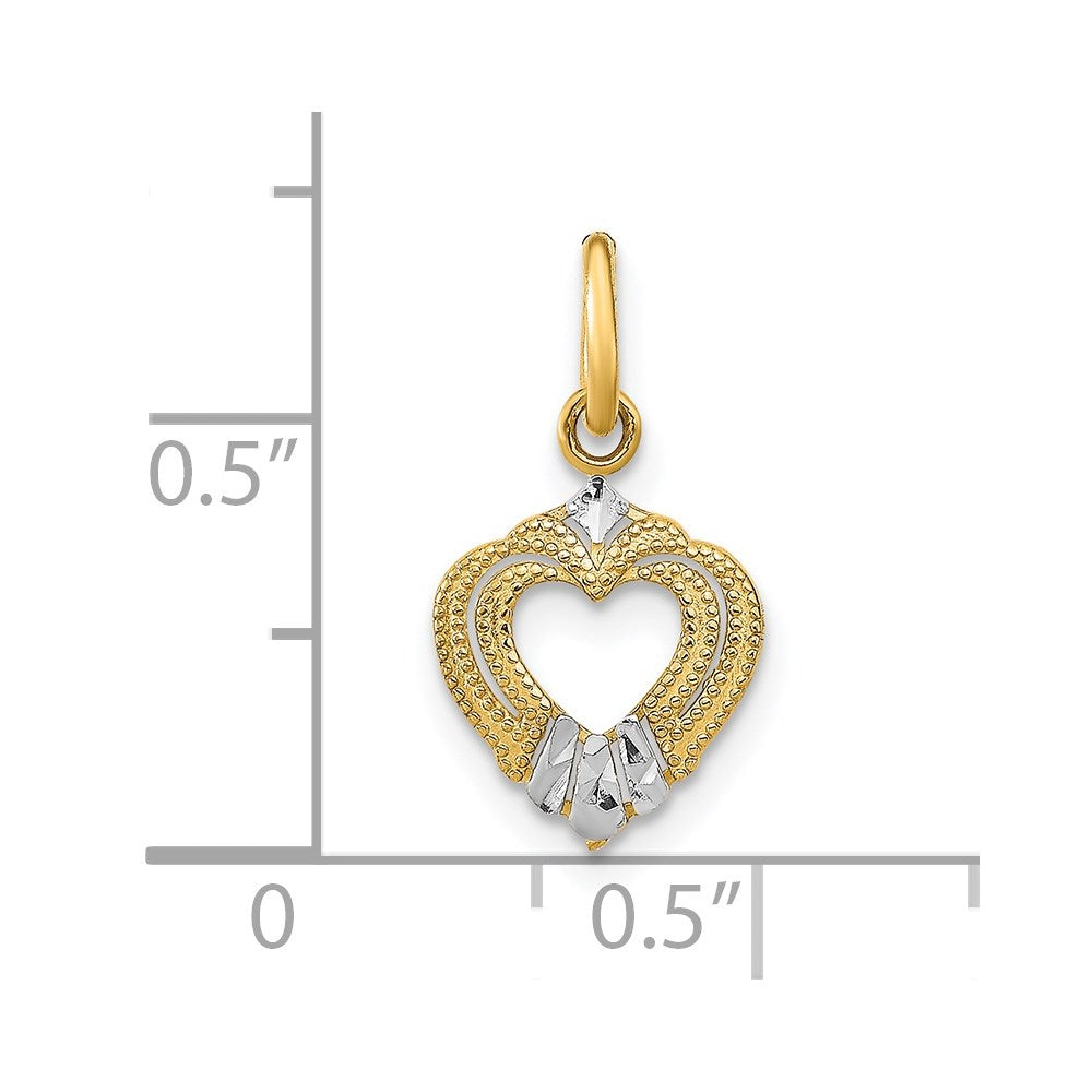 FJC Finejewelers 14 kt Yellow Gold with Rhodium Mini Heart Charm 17 x 9 mm