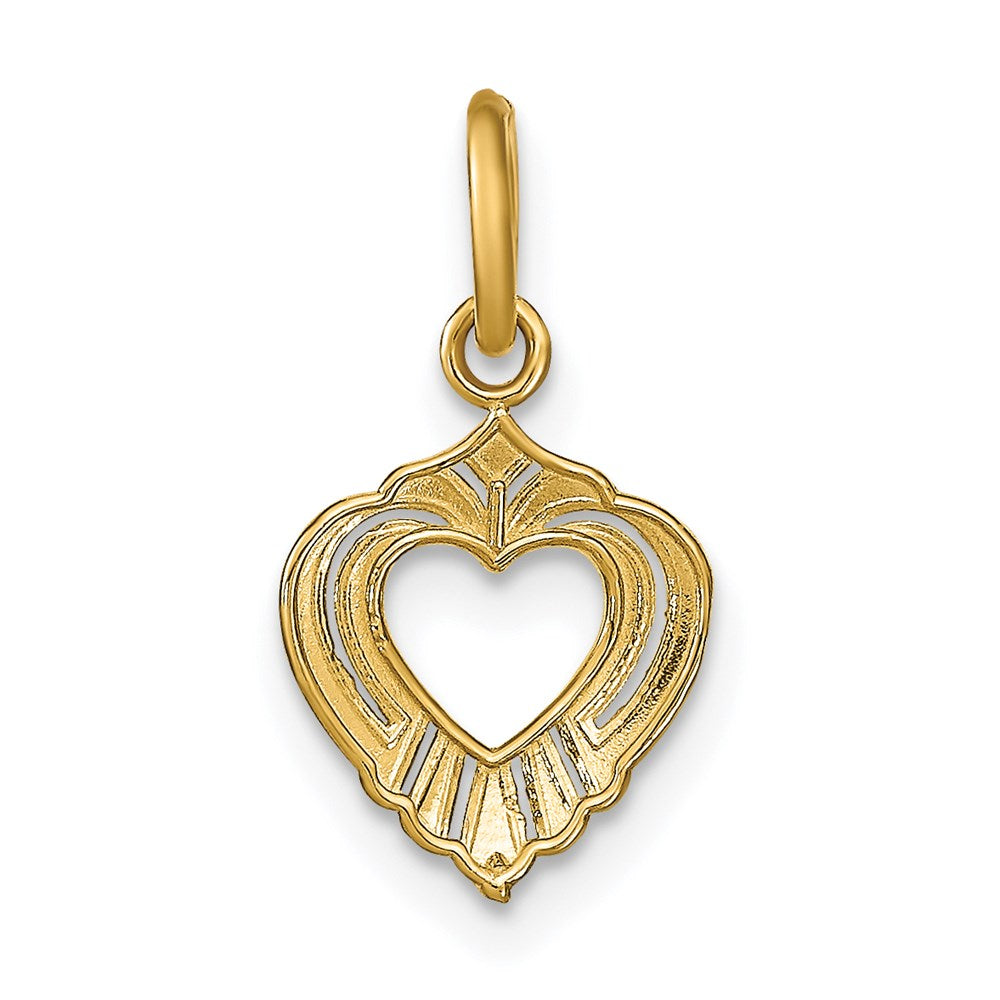 FJC Finejewelers 14 kt Yellow Gold with Rhodium Mini Heart Charm 17 x 9 mm