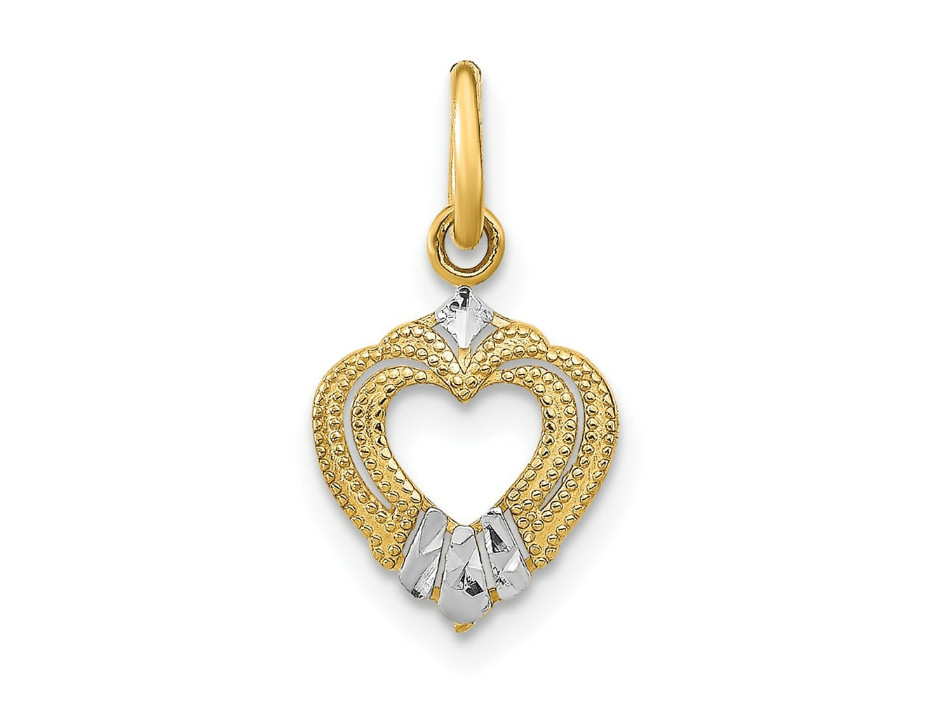 FJC Finejewelers 14 kt Yellow Gold with Rhodium Mini Heart Charm 17 x 9 mm