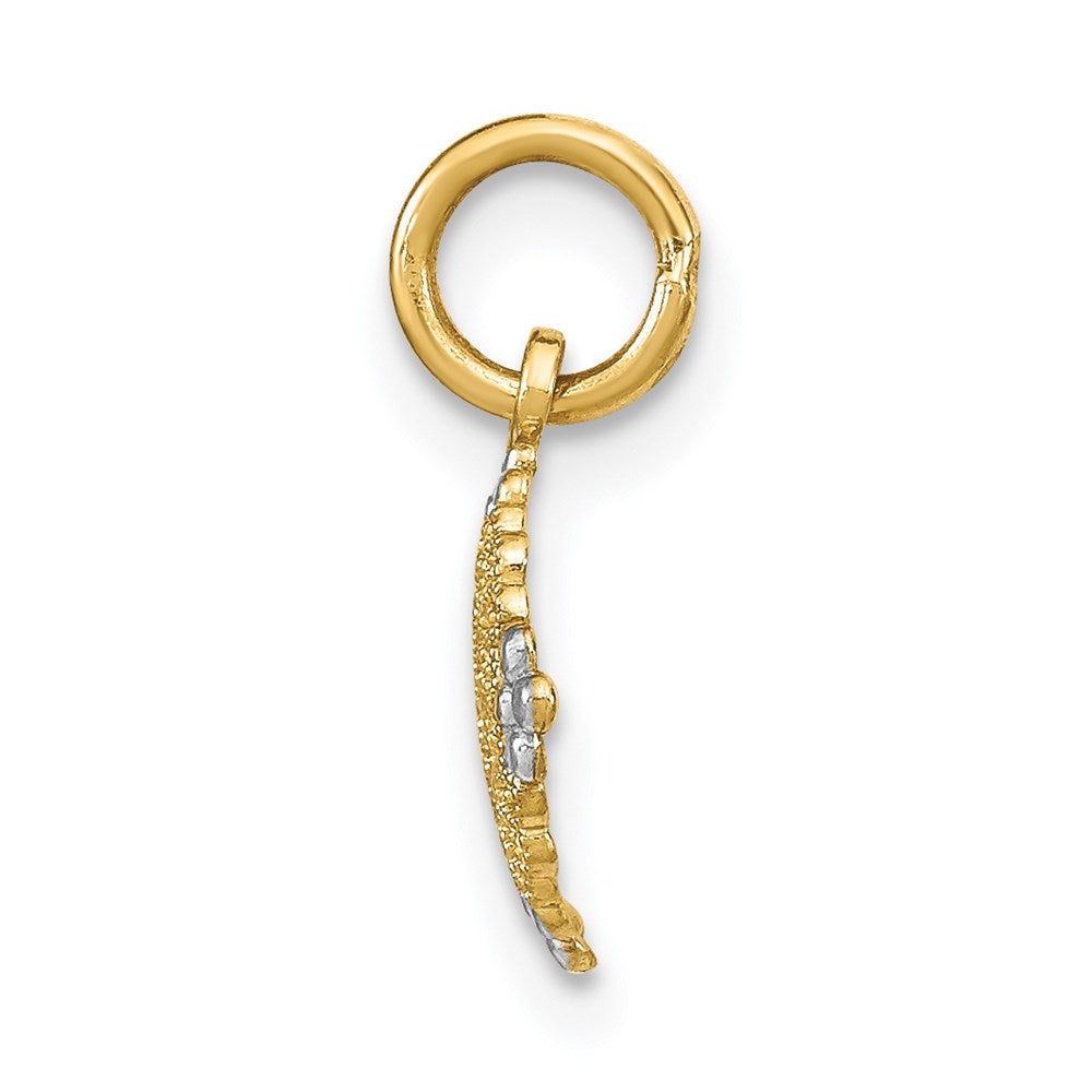 FJC Finejewelers 14 kt Yellow Gold Fancy with Rhodium Bright Cut Mini Filigree Medallion Charm