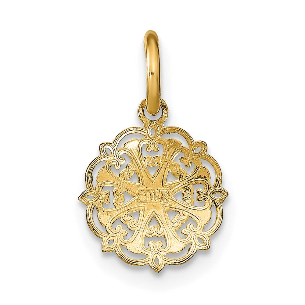 FJC Finejewelers 14 kt Yellow Gold Fancy with Rhodium Filigree Hearts Charm 11 x 9 mm