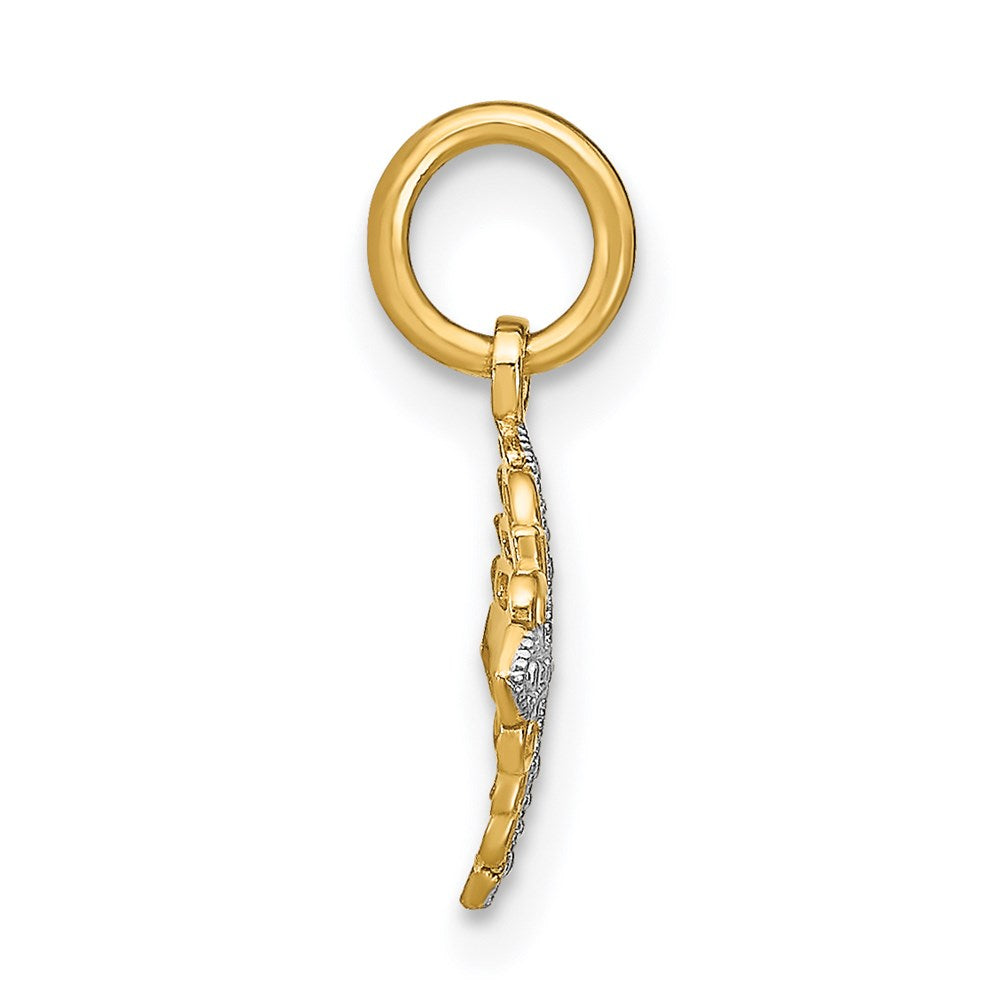 FJC Finejewelers 14 kt Yellow Gold Fancy with Rhodium Mini Cross Medallion Charm