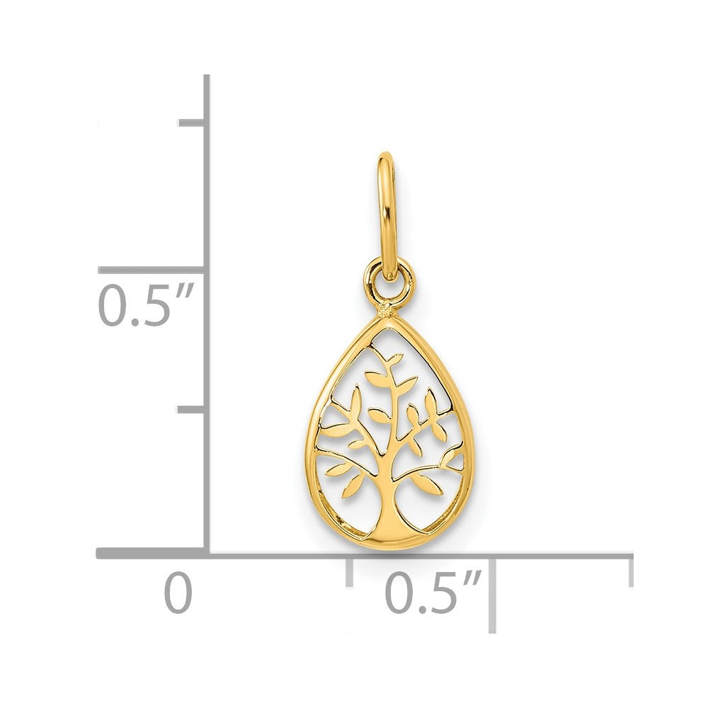 FJC Finejewelers 14 kt Yellow Gold Polished Teardrop Tree Of Life Charm 14 x 7 mm