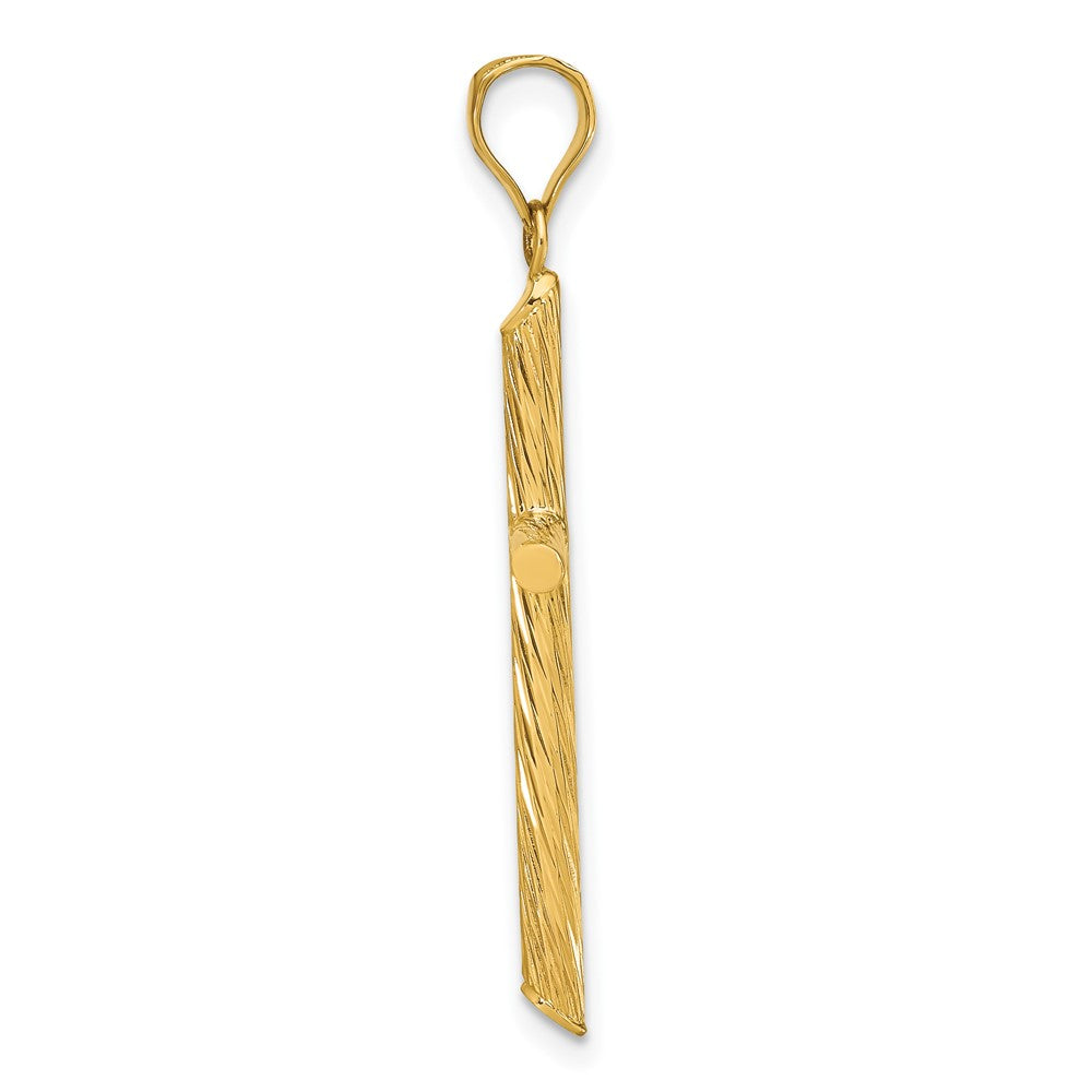 FJC Finejewelers 14 kt Yellow Gold Polished and Textured Fancy Cross Charm 38 x 18 mm