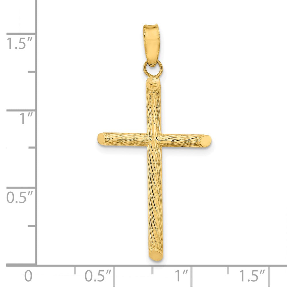 FJC Finejewelers 14 kt Yellow Gold Polished and Textured Fancy Cross Charm 38 x 18 mm