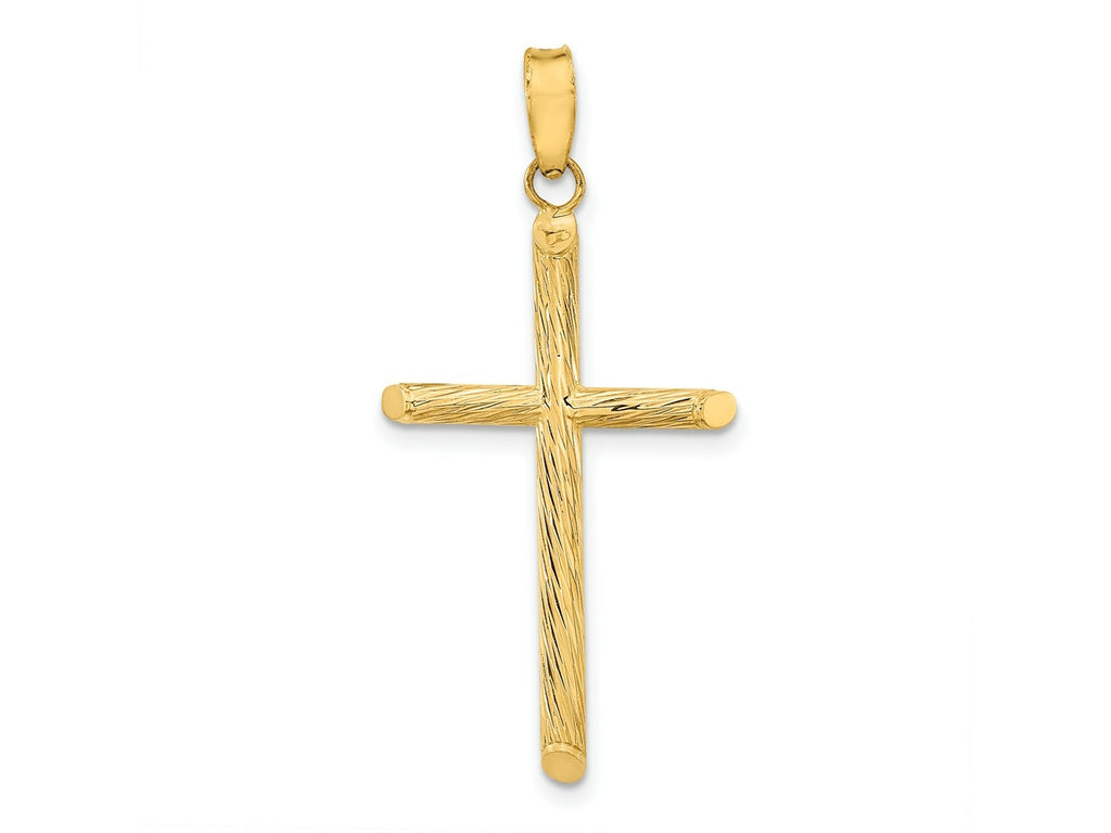 FJC Finejewelers 14 kt Yellow Gold Polished and Textured Fancy Cross Charm 38 x 18 mm