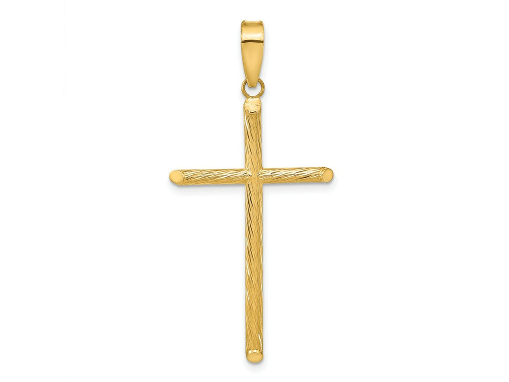FJC Finejewelers 14 kt Yellow Gold Polished and Textured Fancy Cross Charm 45 x 22 mm