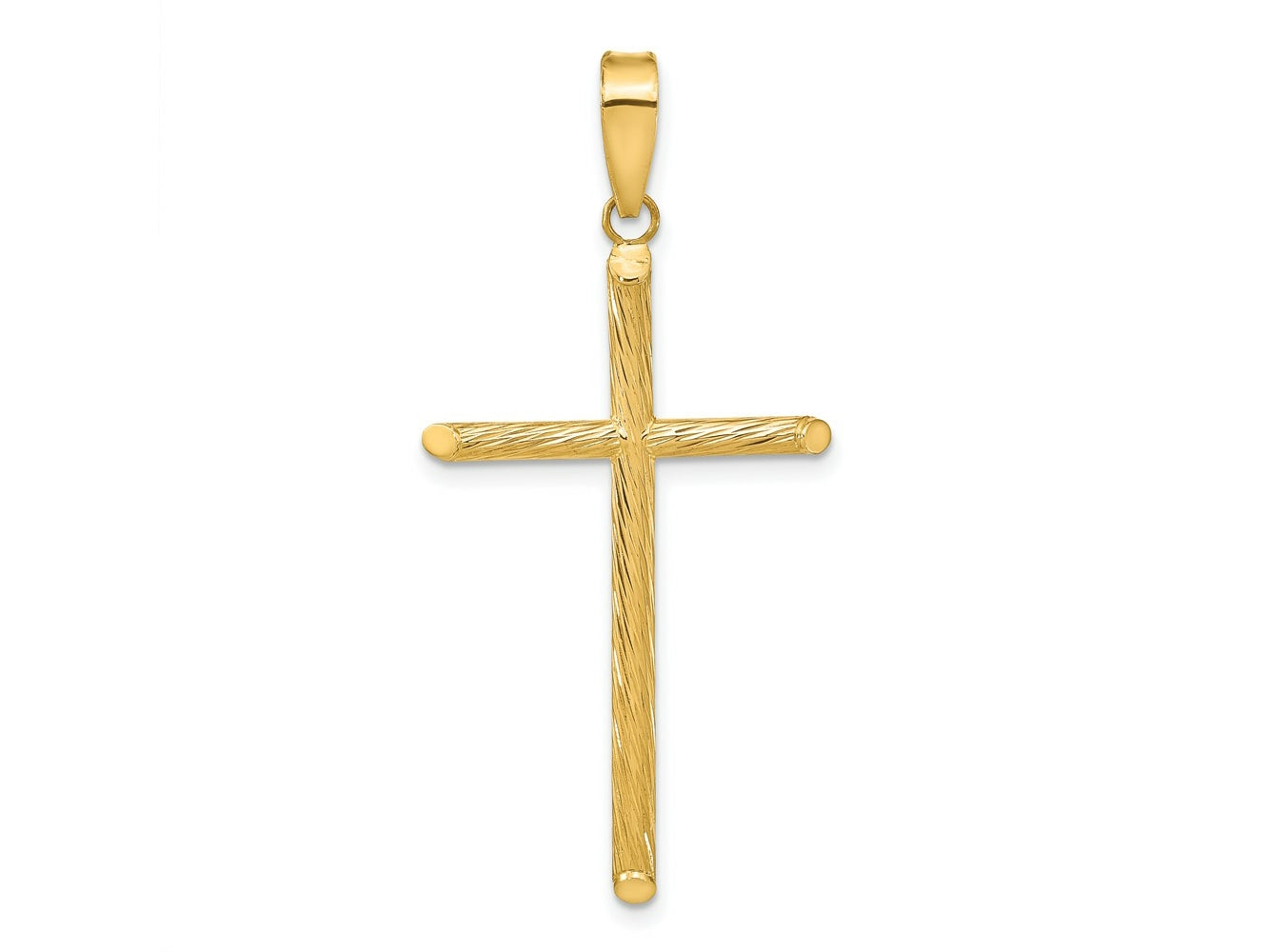 FJC Finejewelers 14 kt Yellow Gold Polished and Textured Fancy Cross Charm 45 x 22 mm