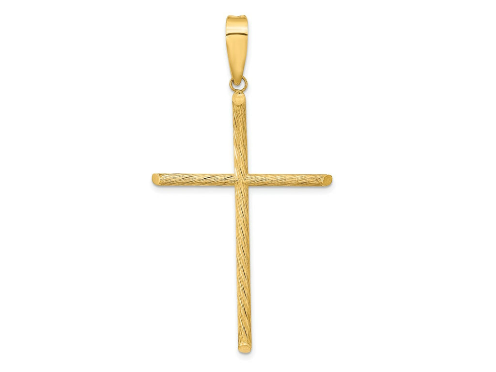 FJC Finejewelers 14 kt Yellow Gold Polished and Textured Fancy Cross Charm 59 x 31 mm
