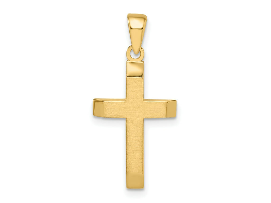 FJC Finejewelers 14 kt Yellow Gold Satin/Polished Beveled Small Latin Cross Charm 27 x 12 mm