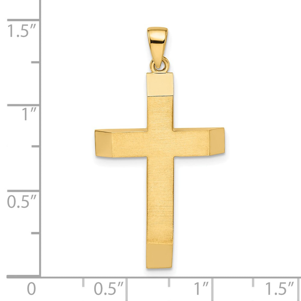 FJC Finejewelers 14 kt Yellow Gold Satin/Polished Beveled Large Latin Cross Charm 35 x 18 mm