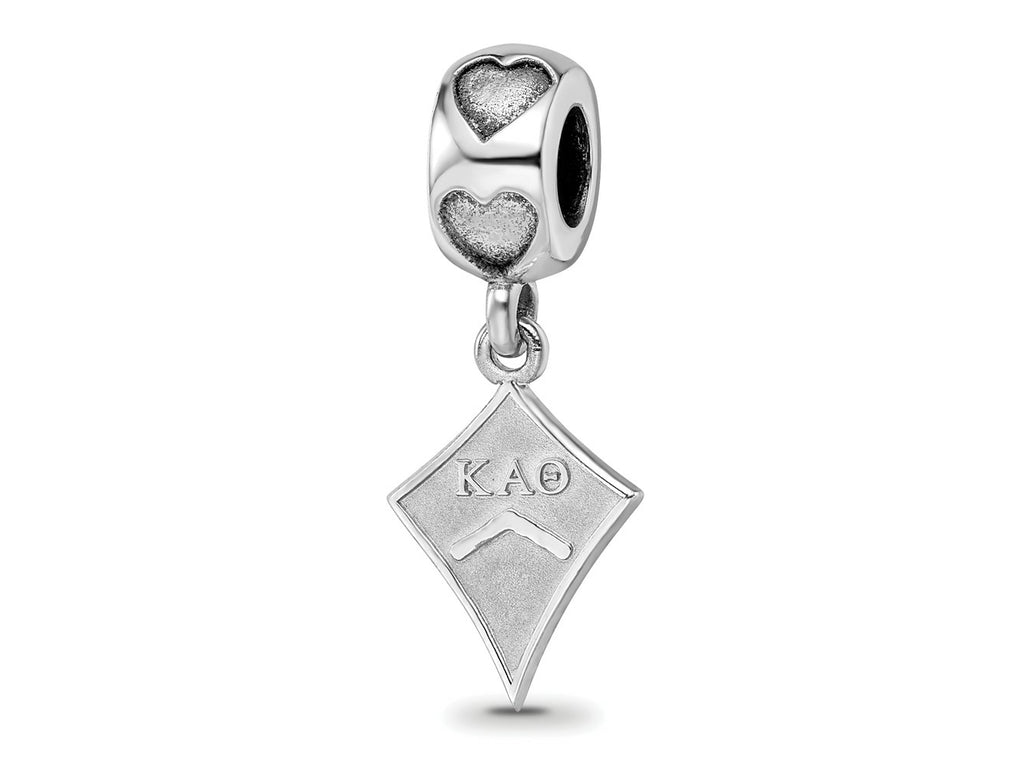 LogoArt 925 Sterling Silver Rhodium Plated Kappa Alpha Theta Kite Heart Bead