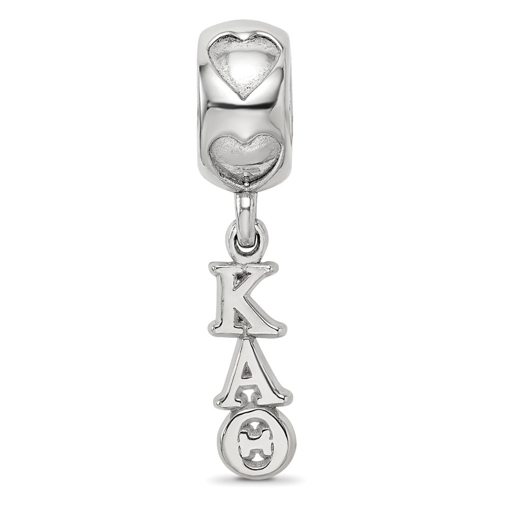 LogoArt 925 Sterling Silver Rhodium Plated Kappa Alpha Theta Vertical Letters Heart B