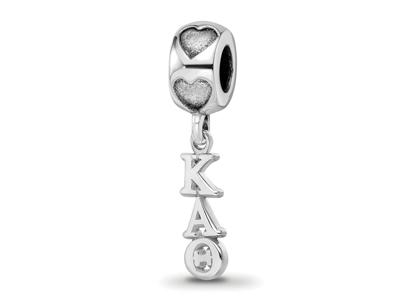 LogoArt 925 Sterling Silver Rhodium Plated Kappa Alpha Theta Vertical Letters Heart B