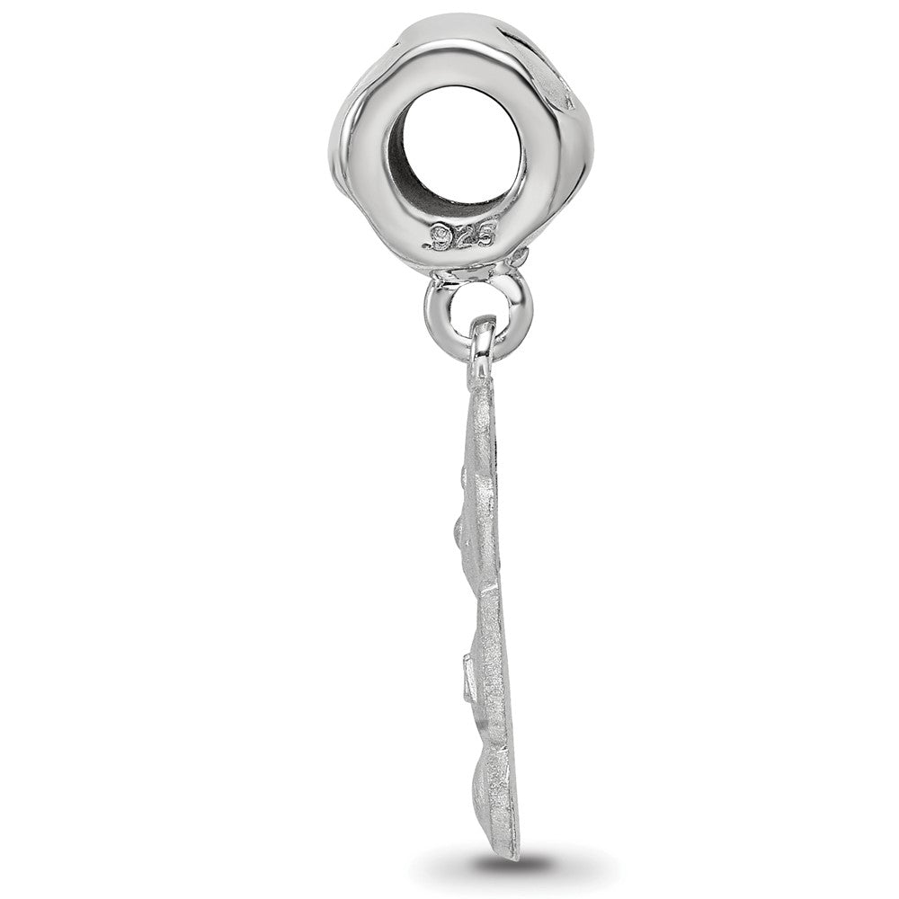 LogoArt 925 Sterling Silver Rhodium Plated Kappa Delta Teddy Bear Heart Bead