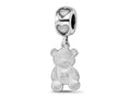 LogoArt 925 Sterling Silver Rhodium Plated Kappa Delta Teddy Bear Heart Bead