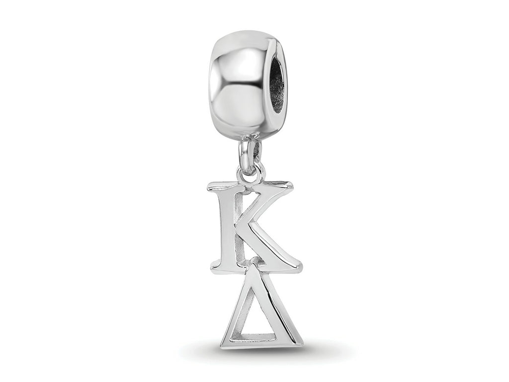 LogoArt 925 Sterling Silver Rhodium Plated Kappa Delta Vertical Letters on Bead