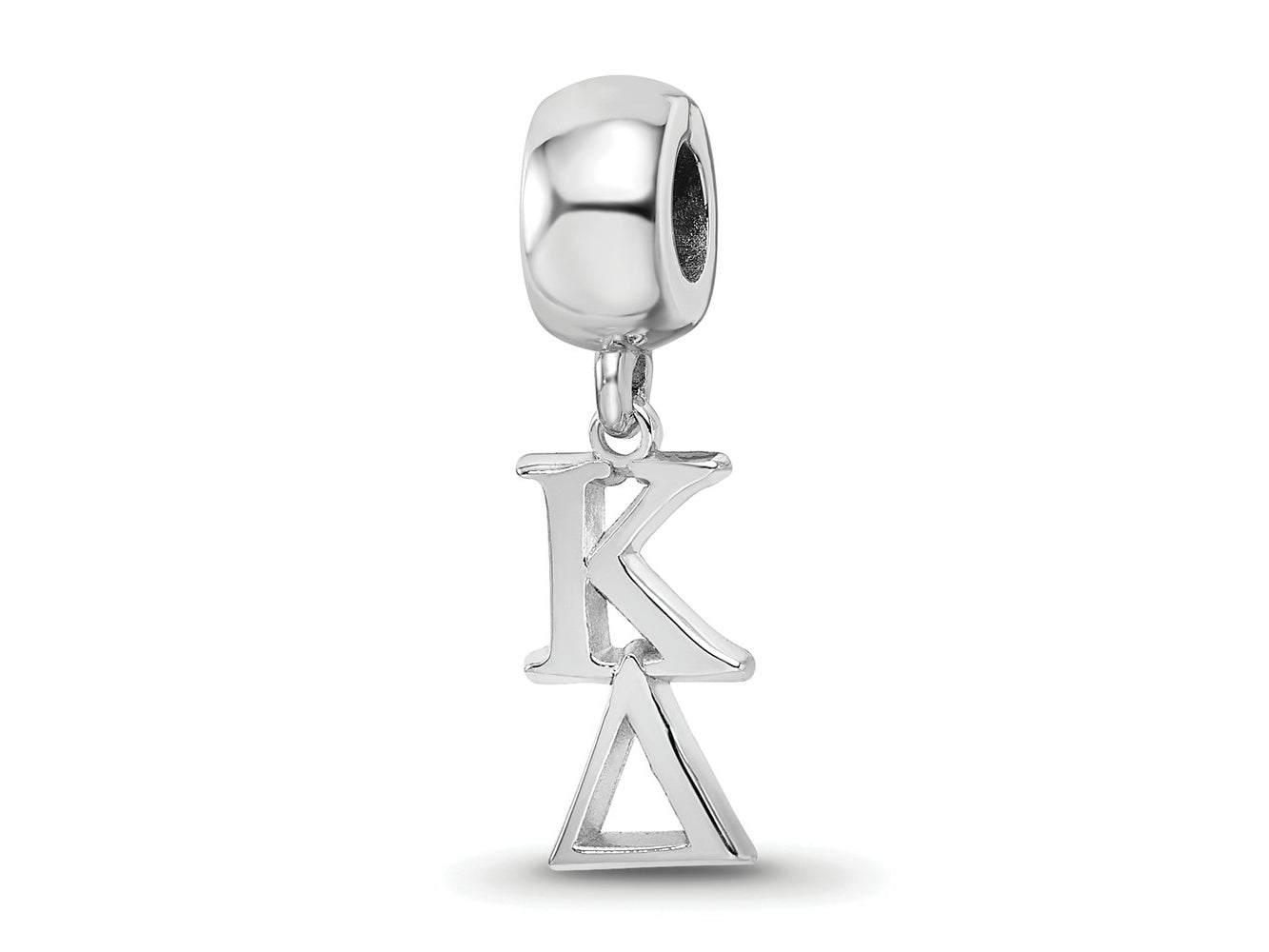 LogoArt 925 Sterling Silver Rhodium Plated Kappa Delta Vertical Letters on Bead