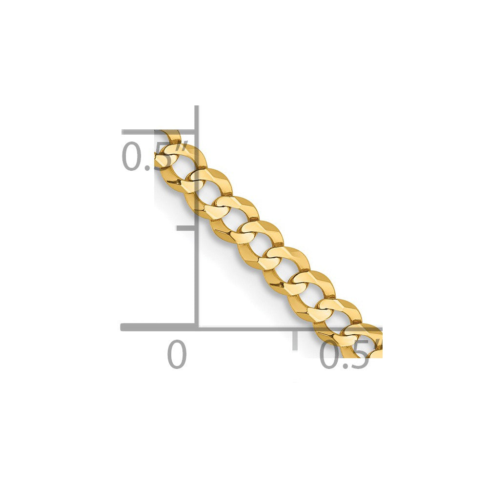 FJC Finejewelers 14 kt Yellow Gold Curb Lightweight Flat Cuban Chain 26 Inches x 3.1 mm