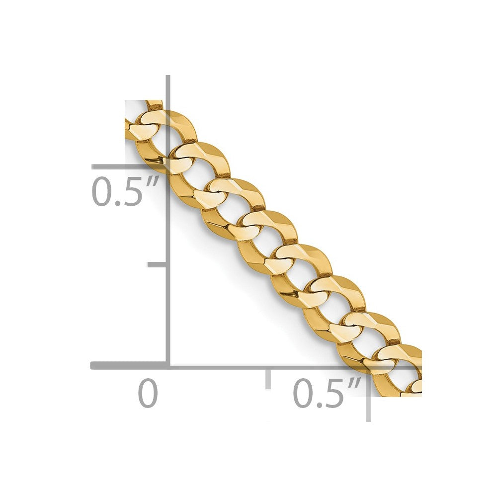 FJC Finejewelers 14 kt Yellow Gold Curb Lightweight Flat Cuban Chain 22 Inches x 3.7 mm