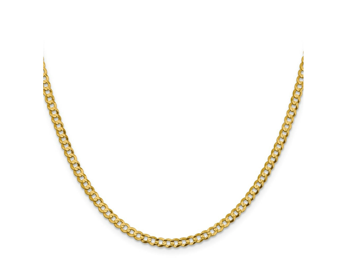 FJC Finejewelers 14 kt Yellow Gold Curb Lightweight Flat Cuban Chain 22 Inches x 3.7 mm