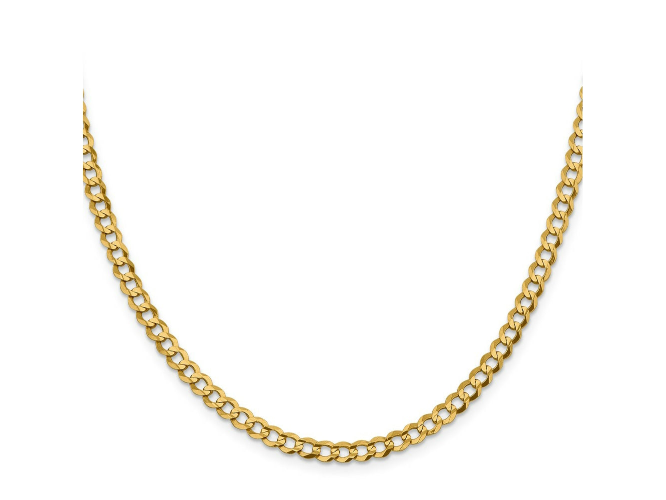 FJC Finejewelers 14 kt Yellow Gold Curb Lightweight Flat Cuban Chain 22 Inches x 4.7 mm