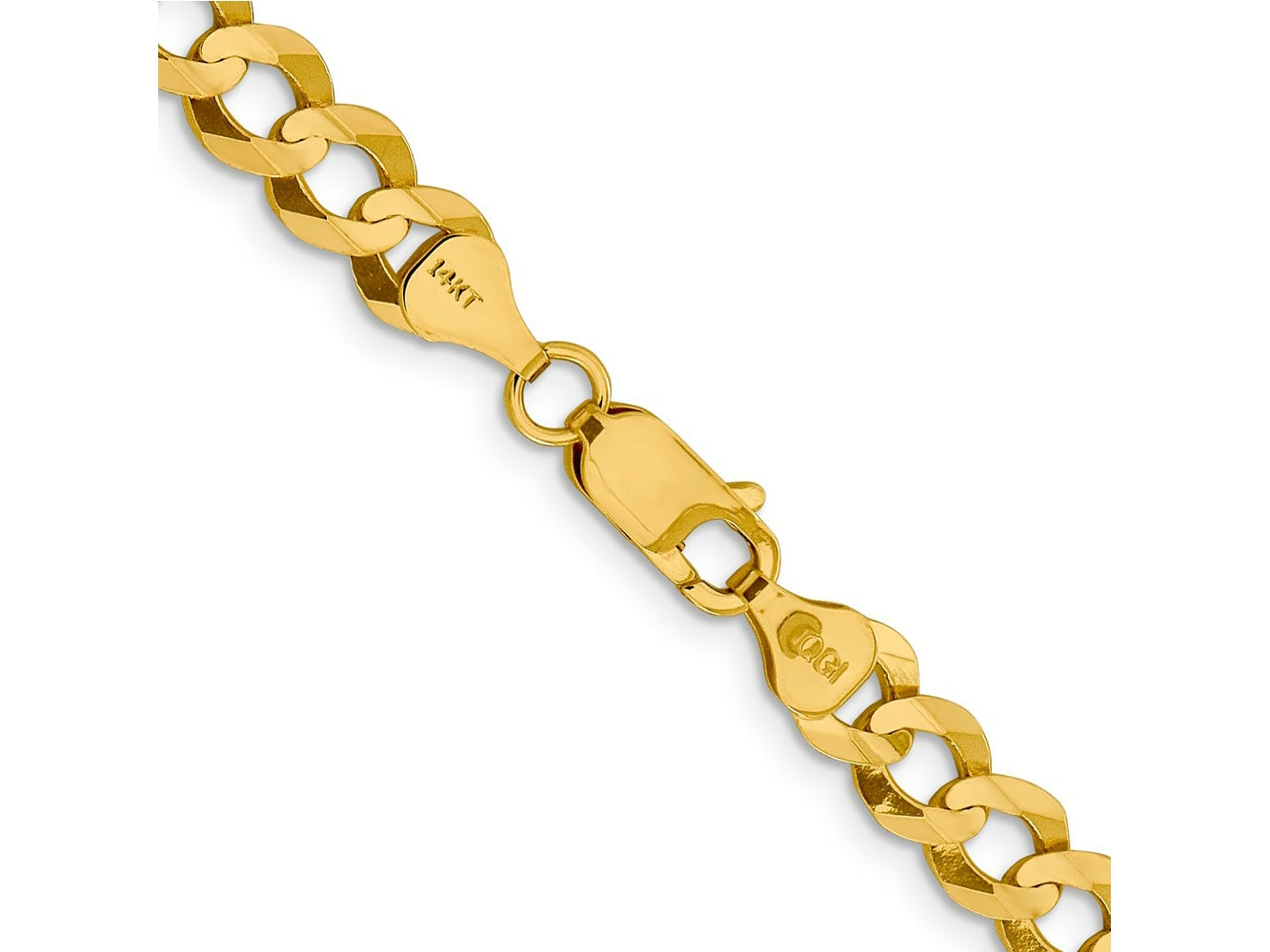 FJC Finejewelers 14 kt Yellow Gold Curb Lightweight Flat Cuban Chain Bracelet 9 Inches x 7.2 mm