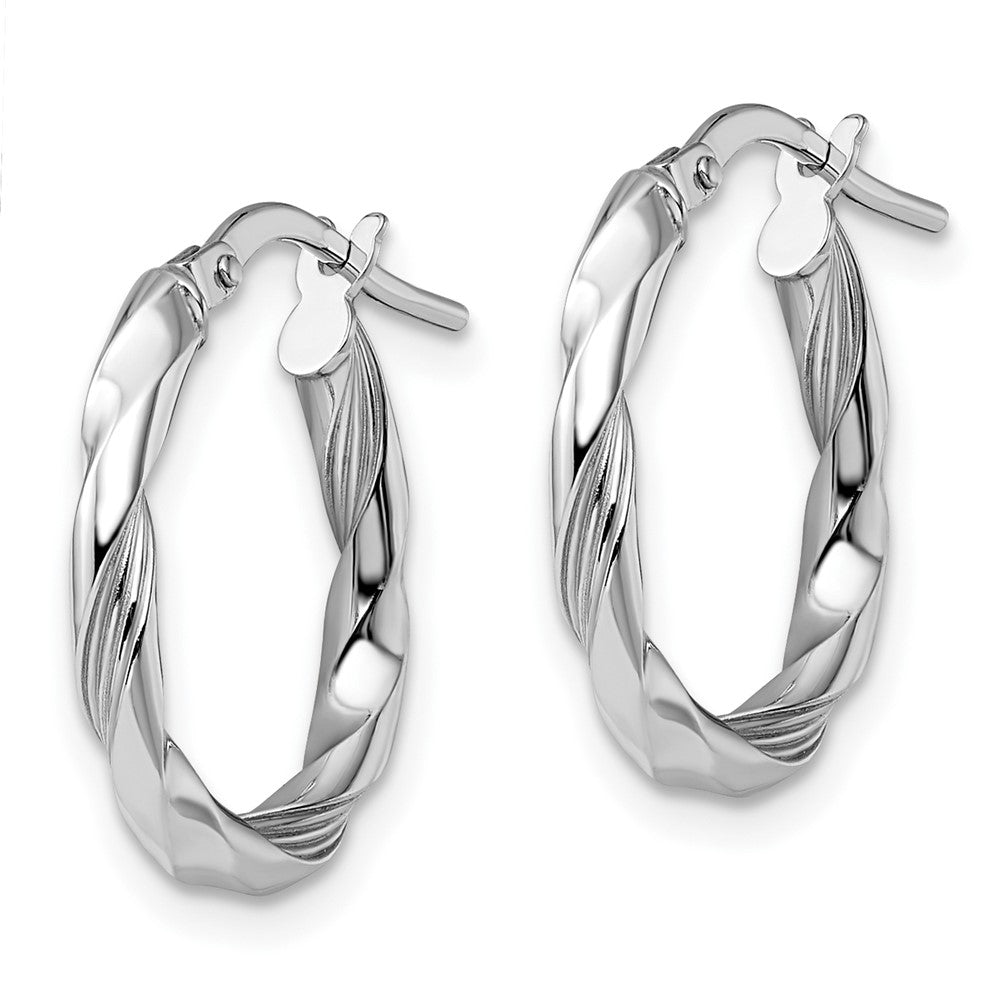 FJC Finejewelers 14 kt White Gold Hoops Polished and Textured Hoop Earrings 20 mm x 15 mm