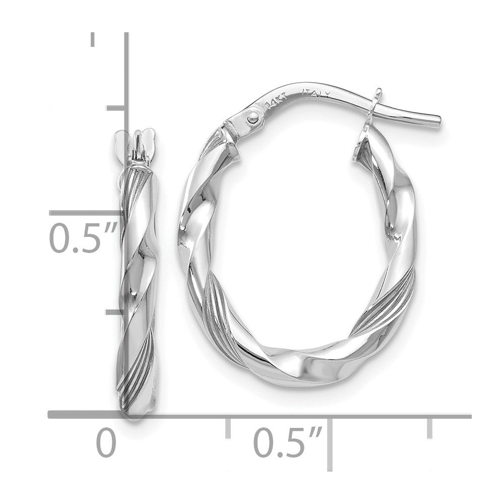 FJC Finejewelers 14 kt White Gold Hoops Polished and Textured Hoop Earrings 20 mm x 15 mm