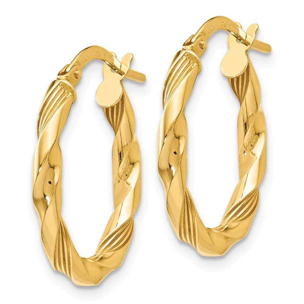 FJC Finejewelers 14 kt Yellow Gold Polished and Textured Hoop Earrings 20 mm x 15 mm