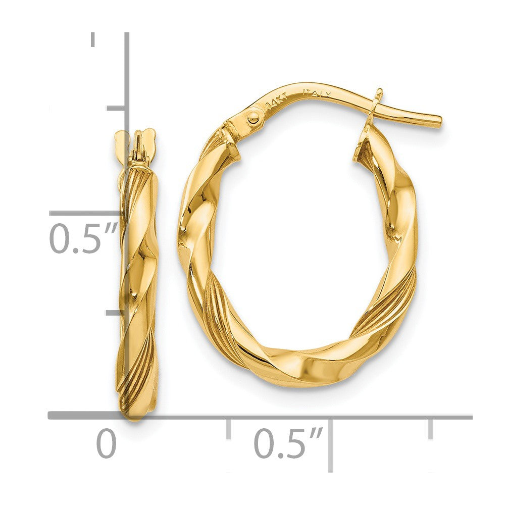 FJC Finejewelers 14 kt Yellow Gold Polished and Textured Hoop Earrings 20 mm x 15 mm