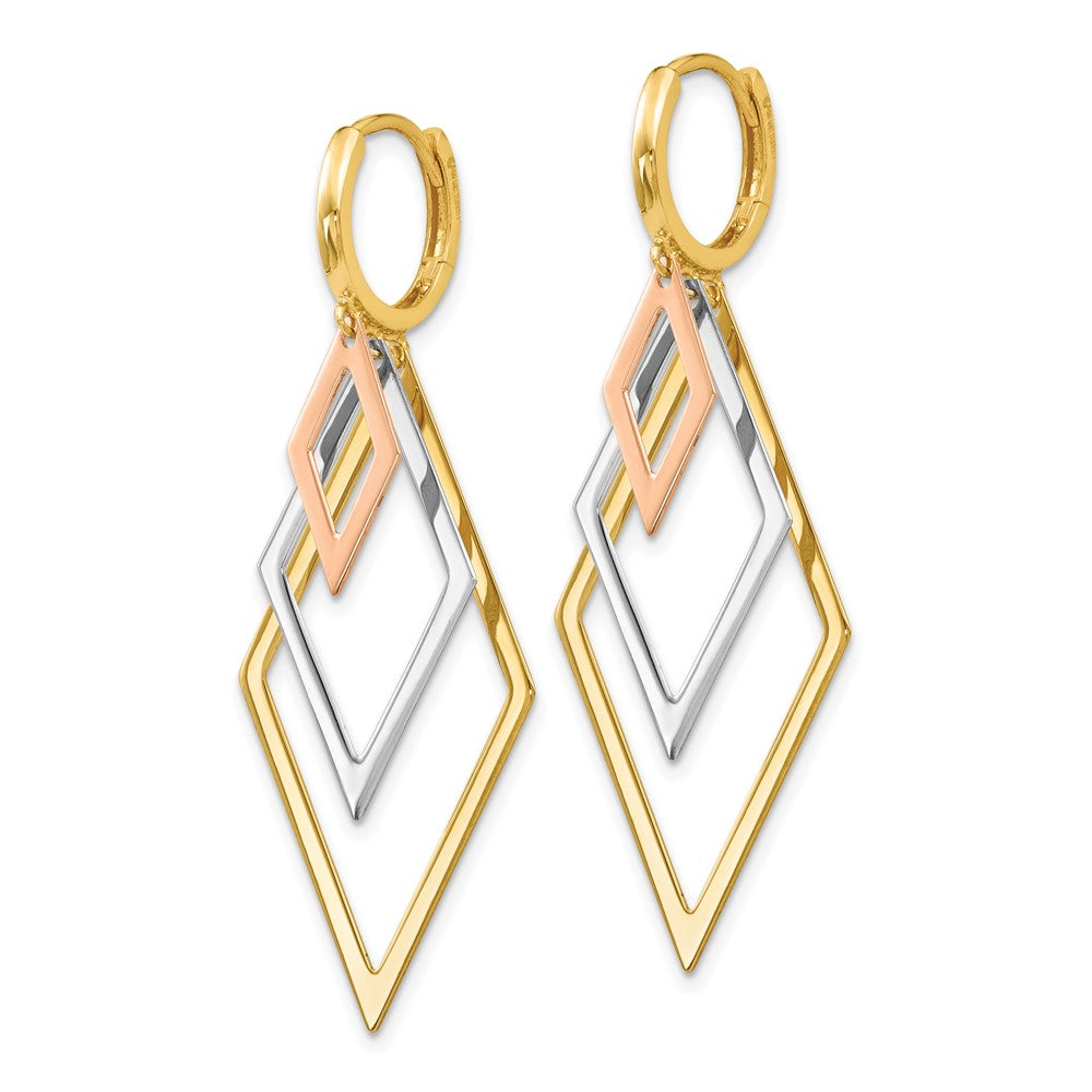 FJC Finejewelers 14 kt Tri Color Gold Tri-Color Dangle Hoop Earrings 44 mm x 18 mm