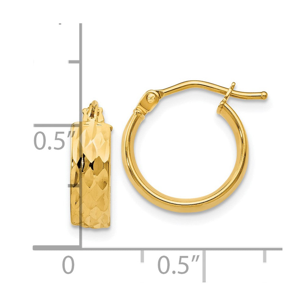 FJC Finejewelers 14 kt Yellow Gold Polished and Bright Cut Hoop Earrings 14 mm x 14 mm