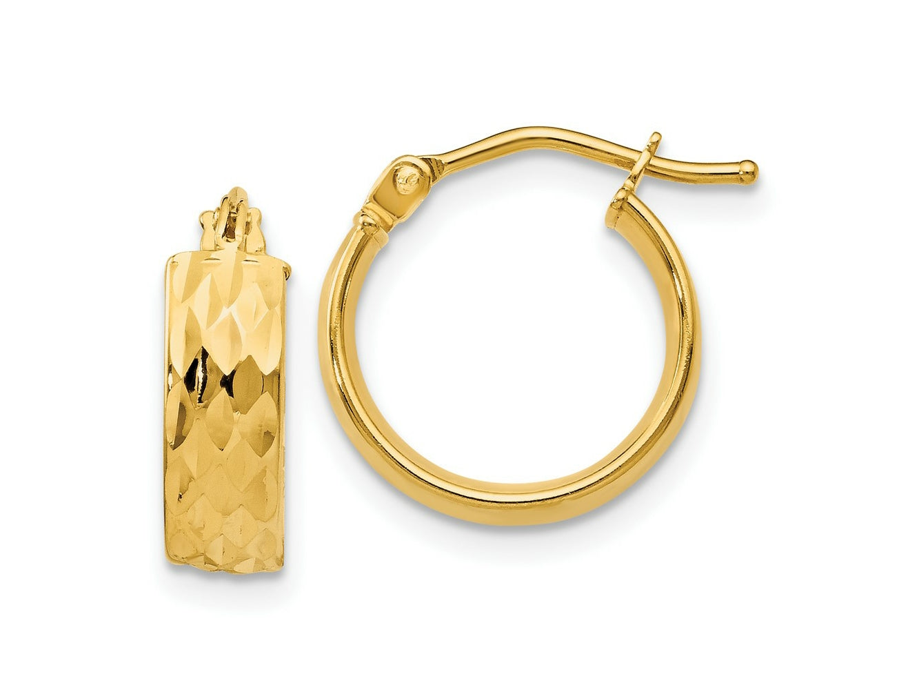 FJC Finejewelers 14 kt Yellow Gold Polished and Bright Cut Hoop Earrings 14 mm x 14 mm