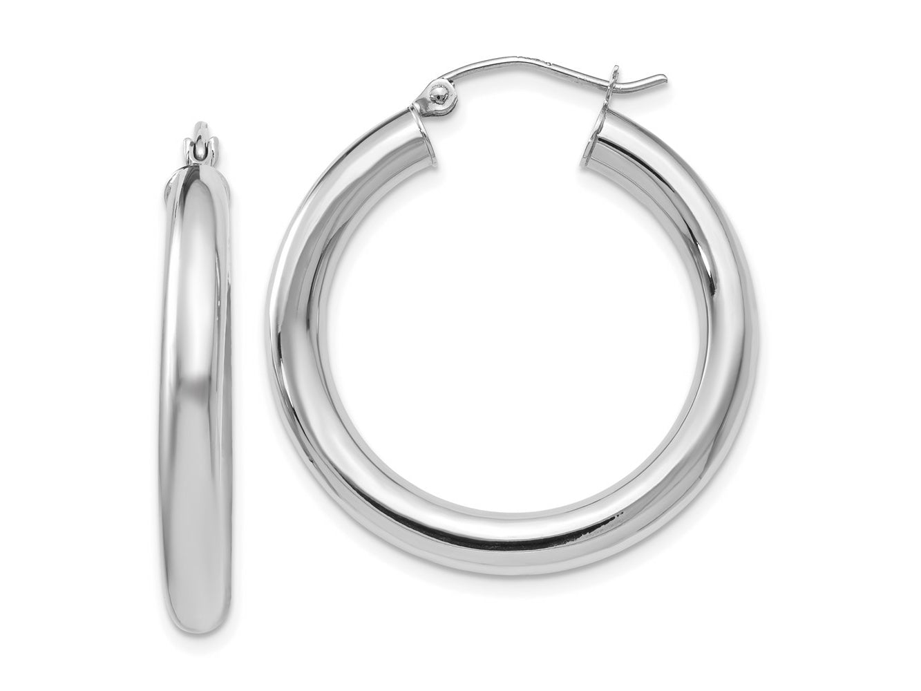 FJC Finejewelers 14 kt White Gold Hoops Polished Lightweight Hoop Earrings 31 mm x 29 mm