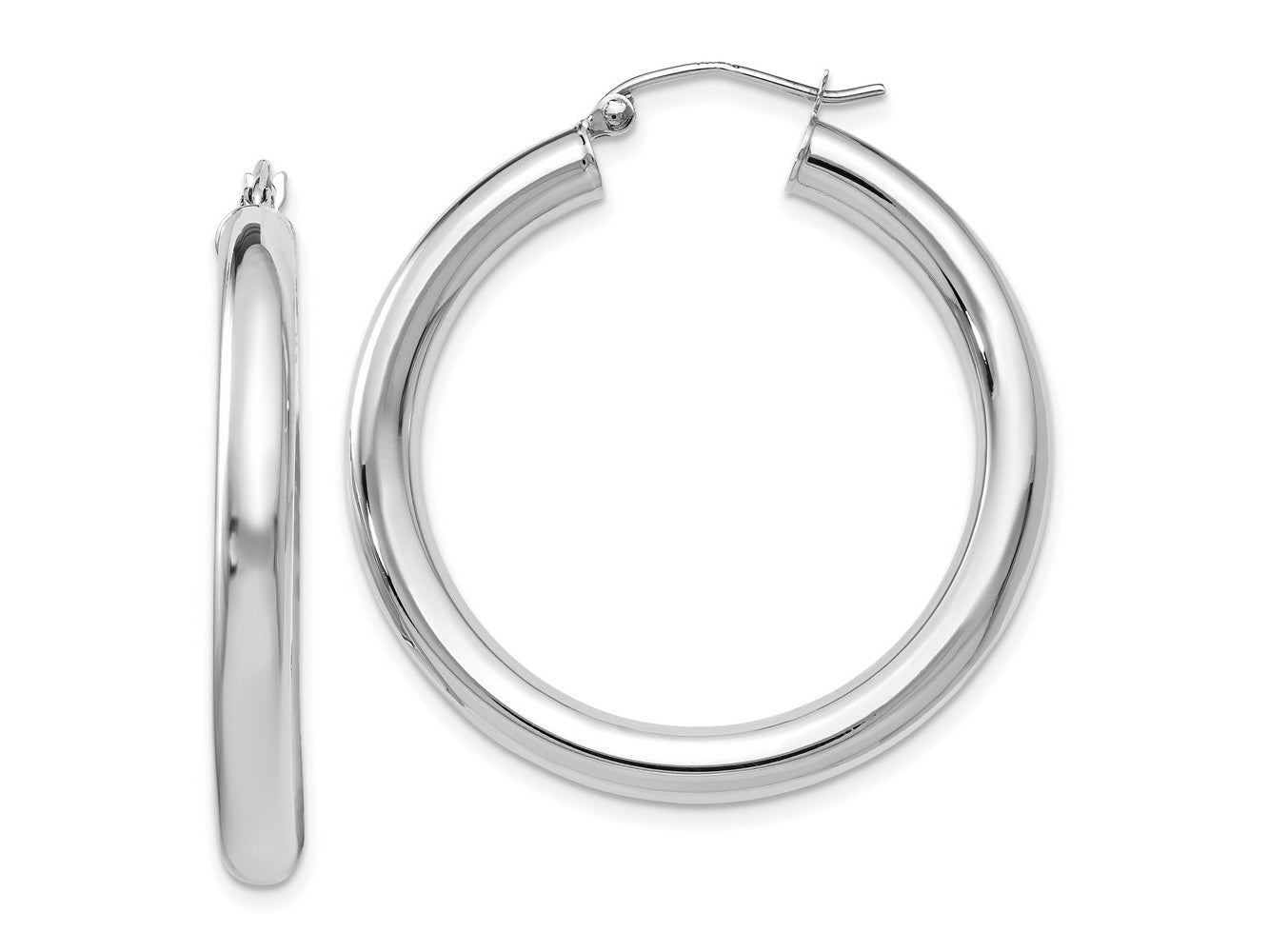 FJC Finejewelers 14 kt White Gold Hoops Polished Lightweight Hoop Earrings 37 mm x 35 mm