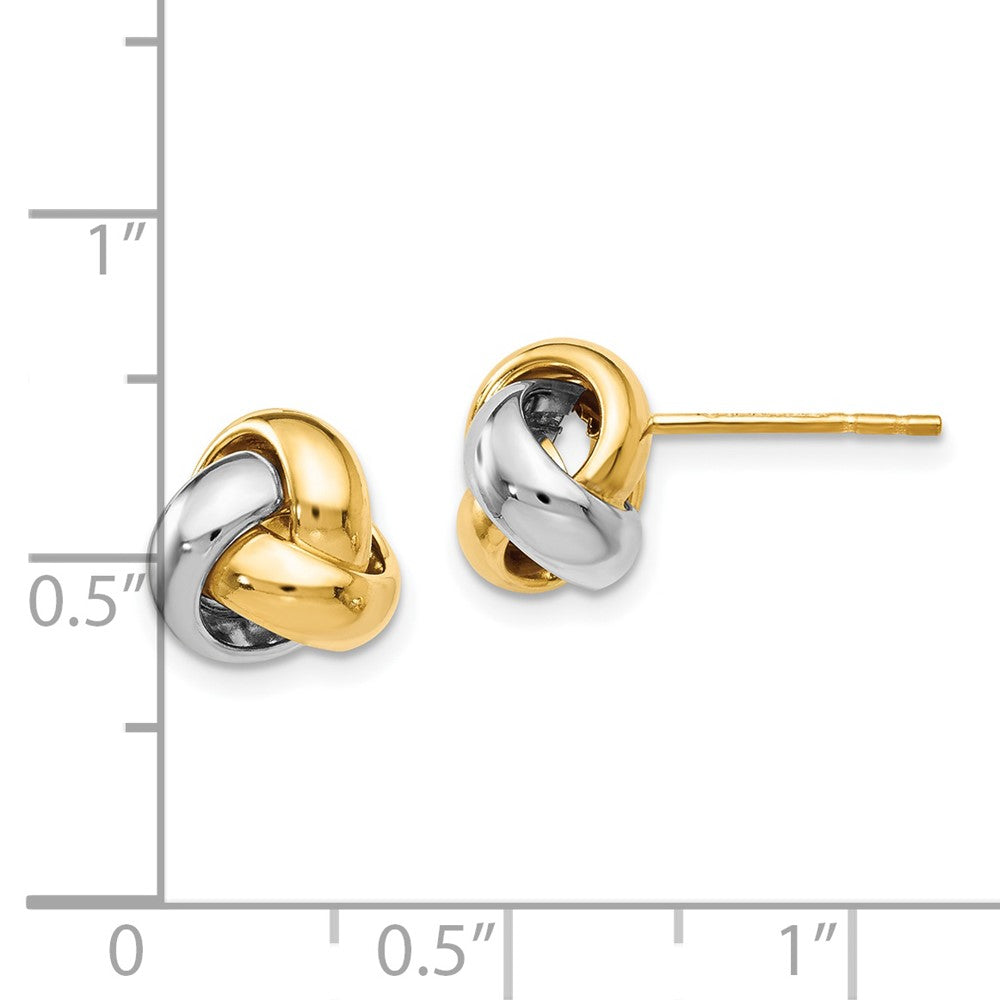 FJC Finejewelers 14 kt Two Tone Gold Button Two-tone Polished Love Knot Earrings 8 mm x 9 mm