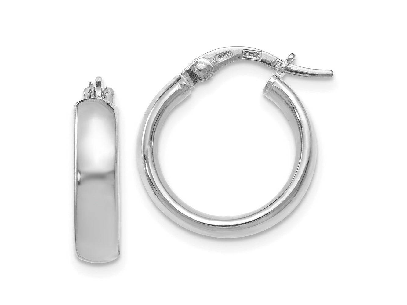 FJC Finejewelers 14 kt White Gold Hoops Polished Hoop Earrings 17 mm x 16 mm