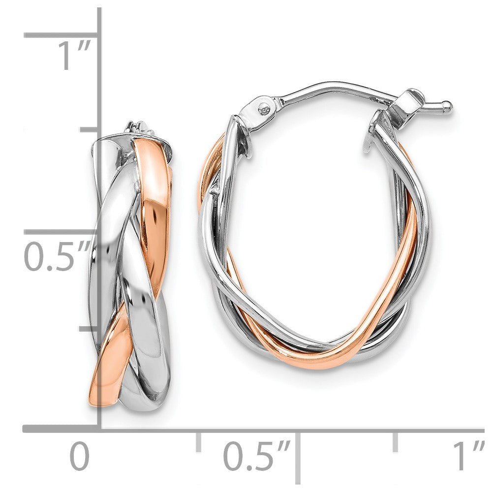 FJC Finejewelers 14 kt Yellow Gold with Wht/Rose RH-plating Polished Hinged Hoop Earrings 21 x 15 mm
