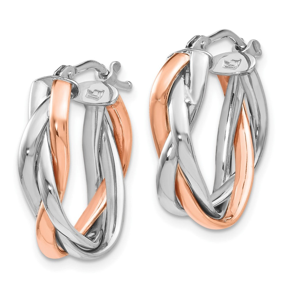 FJC Finejewelers 14 kt Yellow Gold with Wht/Rose RH-plating Polished Hinged Hoop Earrings 21 x 15 mm